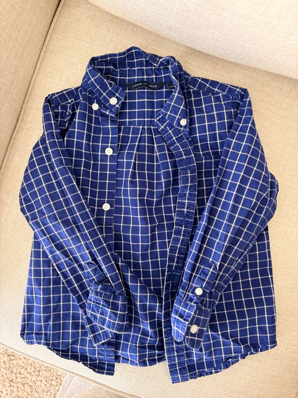 Janie and Jack Navy Windowpane Button-Down Shirt